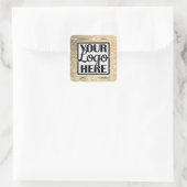 Glamoureuze Gouden Glitter Sparkle Stars met Logo Vierkante Sticker (Tas)