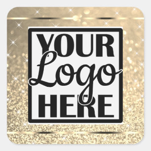 Glamoureuze Gouden Glitter Sparkle Stars met Logo Vierkante Sticker