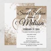 Glamoureuze Gouden Glitter Sparkles Wit Zoet 16 Kaart (Voorkant / Achterkant)