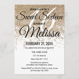 Glamoureuze Gouden Glitter Sparkles Wit Zoet 16 Kaart