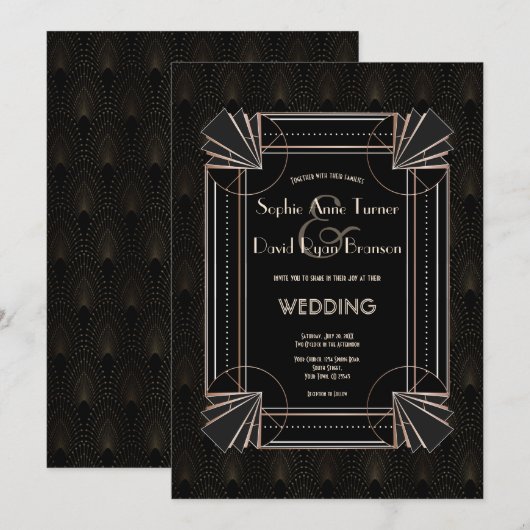 Glamoureuze Gouden Great Gatsby Art Deco Jaren 20 Kaart (Voorkant / Achterkant)