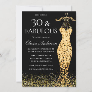 Glamoureuze gouden jurk Fabulous 30th Verjaardag Kaart