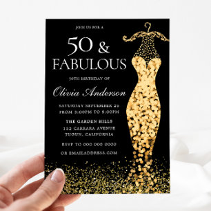 Glamoureuze gouden jurk Fabulous 50th Verjaardag Kaart