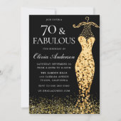 Glamoureuze gouden jurk Fabulous 70th Verjaardag Kaart (Voorkant)