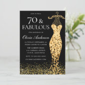Glamoureuze gouden jurk Fabulous 70th Verjaardag Kaart (Staand voorkant)