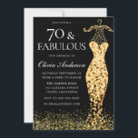 Glamoureuze gouden jurk Fabulous 70th Verjaardag Kaart<br><div class="desc">Glamorous Gold Dress Fabulous 70th Birthday Invitation Variaties op de uitnodiging en bijpassende items in onze winkel Ook beschikbaar als een digitale uitnodiging</div>
