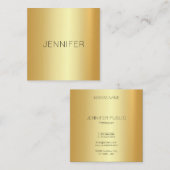Glamoureuze gouden look Modern Elegant Eenvoudige Vierkante Visitekaartje (Voorkant / Achterkant)