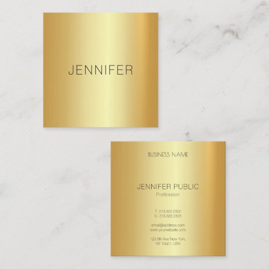 Glamoureuze gouden look Modern Elegant Eenvoudige  Vierkante Visitekaartje (Voorkant / Achterkant)