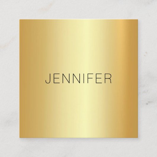 Glamoureuze gouden look Modern Elegant Eenvoudige Vierkante Visitekaartje (Voorkant)