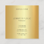 Glamoureuze gouden look Modern Elegant Eenvoudige Vierkante Visitekaartje (Achterkant)
