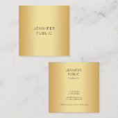 Glamoureuze gouden look Modern Elegant Minimalist Vierkante Visitekaartje (Voorkant / Achterkant)