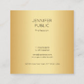 Glamoureuze gouden look Modern Elegant Minimalist Vierkante Visitekaartje (Achterkant)