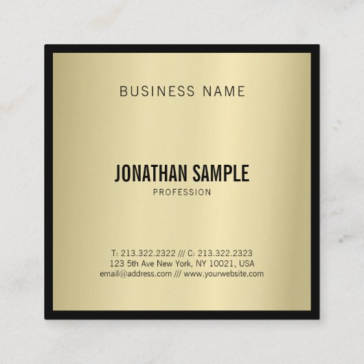 Glamoureuze gouden look Moderne Luxe draagbaar Vierkante Visitekaartje (Achterkant)
