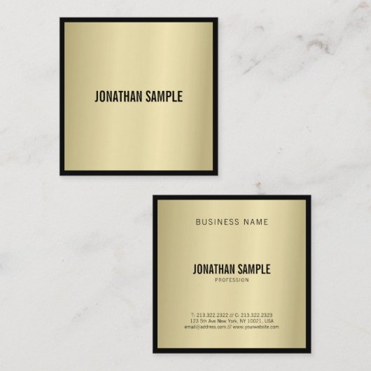Glamoureuze gouden look Moderne Luxe draagbaar Vierkante Visitekaartje (Voorkant / Achterkant)