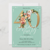  Glamoureuze Gouden Munt Bloemen 40e Verjaardag Kaart (Voorkant)