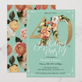  Glamoureuze Gouden Munt Bloemen 40e Verjaardag Kaart (Voorkant / Achterkant)