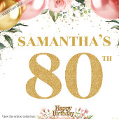 Glamoureuze Gouden Nummer 80ste Verjaardag Bloemen Medium Cadeauzakje