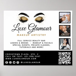 Glamoureuze gouden oogwimpers Brows Beauty Bar Pro Poster