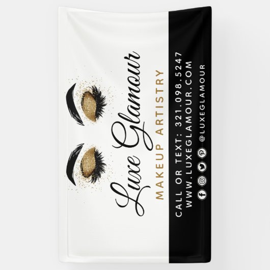 Glamoureuze gouden oogwimpers Brows Beauty Bar Sig Spandoek (Verticaal)