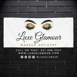 Glamoureuze gouden oogwimpers Brows Beauty Bar Sig Spandoek