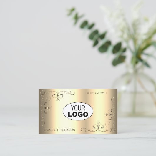 Glamoureuze gouden Ornamenten  hoeken toevoegen Lo Visitekaartje (Staand voorkant)