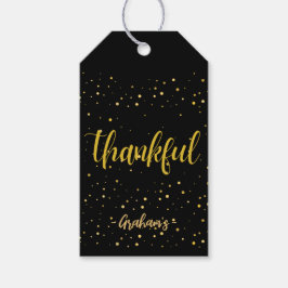 Glamoureuze gouden polka dot Dankbaar Cadeaulabel