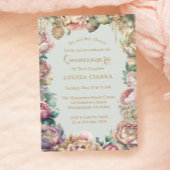 Glamoureuze Gouden Sparkle Bloemen Quinceanera Kaart