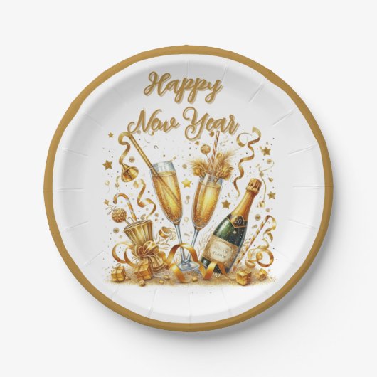 Glamoureuze Gouden Sparkle New Years Eve Papieren Bordje (Voorkant)