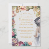 Glamoureuze Gouden Sparkle Pastel Bloemen Quincean Kaart (Voorkant)