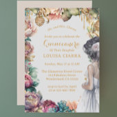 Glamoureuze Gouden Sparkle Pastel Bloemen Quincean Kaart