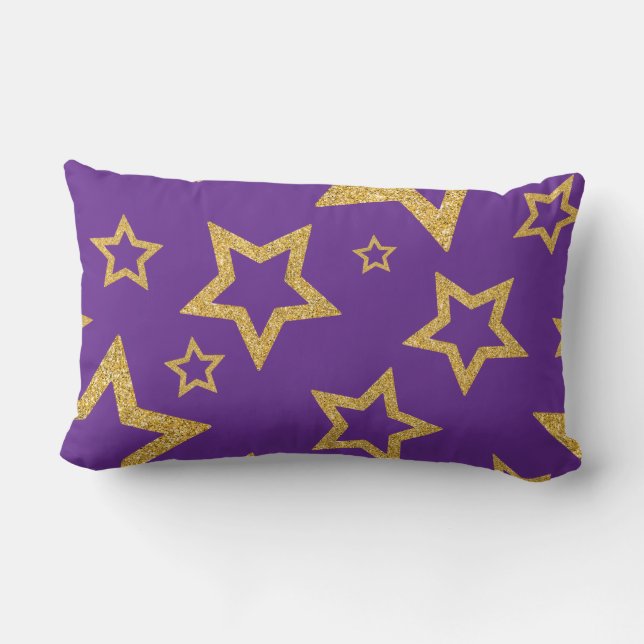 Glamoureuze Gouden Ster op Paarse Kussen (Achterkant)