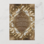 Glamoureuze gouden thema bloemenbruiloft informatiekaartje (Voorkant)