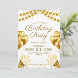 Glamoureuze gouden verjaardag viering uitnodiging