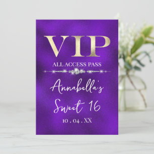 Glamoureuze Gouden VIP op Paars Kaart