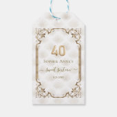 Glamoureuze Gouden Witte Art Deco 40e Verjaardag Cadeaulabel (Achterkant)