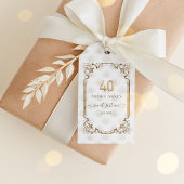 Glamoureuze Gouden Witte Art Deco 40e Verjaardag Cadeaulabel