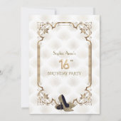 Glamoureuze Gouden Witte Art Deco Sweet 16th Birth Kaart (Achterkant)