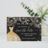 Glamoureuze goudhoudende goudhoudende goudsmeulvru save the date (Staand voorkant)