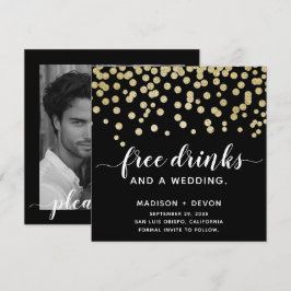 Glamoureuze Grappige Gouden & Zwarte Glitter Foto Save The Date