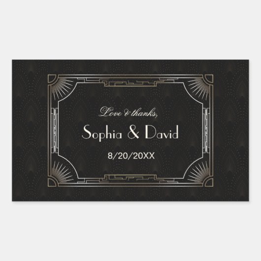 Glamoureuze Great Gatsby Gouden Art Deco Trouwdag Rechthoekige Sticker (Voorkant)