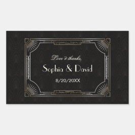 Glamoureuze Great Gatsby Gouden Art Deco Trouwdag Rechthoekige Sticker