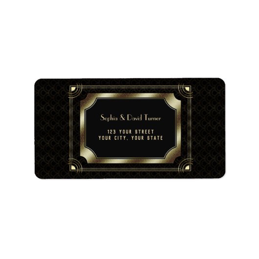 Glamoureuze Great Gatsby Gouden Zwarte Art Deco Tr Etiket (Voorkant)