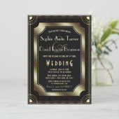 Glamoureuze Great Gatsby Gouden Zwarte Art Deco Tr Kaart (Staand voorkant)