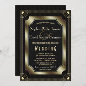 Glamoureuze Great Gatsby Gouden Zwarte Art Deco Tr Kaart (Voorkant / Achterkant)