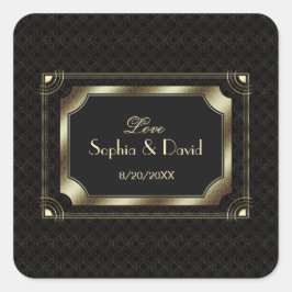 Glamoureuze Great Gatsby Gouden Zwarte Art Deco Tr Vierkante Sticker