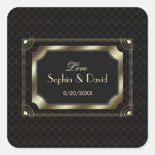 Glamoureuze Great Gatsby Gouden Zwarte Art Deco Tr Vierkante Sticker