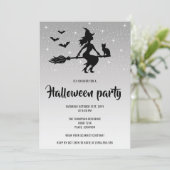 Glamoureuze heks zilver en zwart Halloween Party Kaart (Staand voorkant)