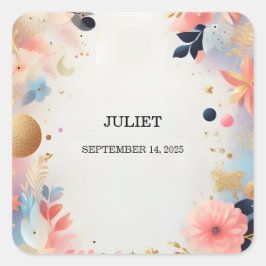 Glamoureuze heldere pastel ombré glitter bruidsfee vierkante sticker