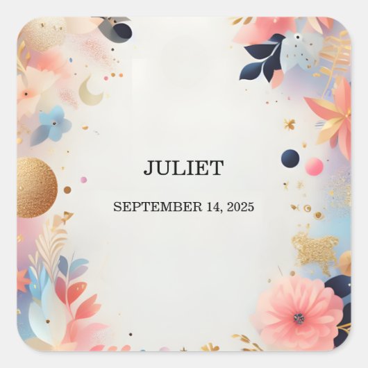 Glamoureuze heldere pastel ombré glitter bruidsfee vierkante sticker (Voorkant)