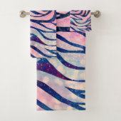 Glamoureuze Holografische Glitter Blauwe Zebra Str Bad Handdoek (Insitu)